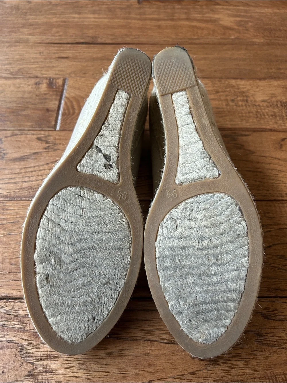 J. Crew Seville Espadrille Wedge Heels Neutral Tan Canvas Size 9.5
